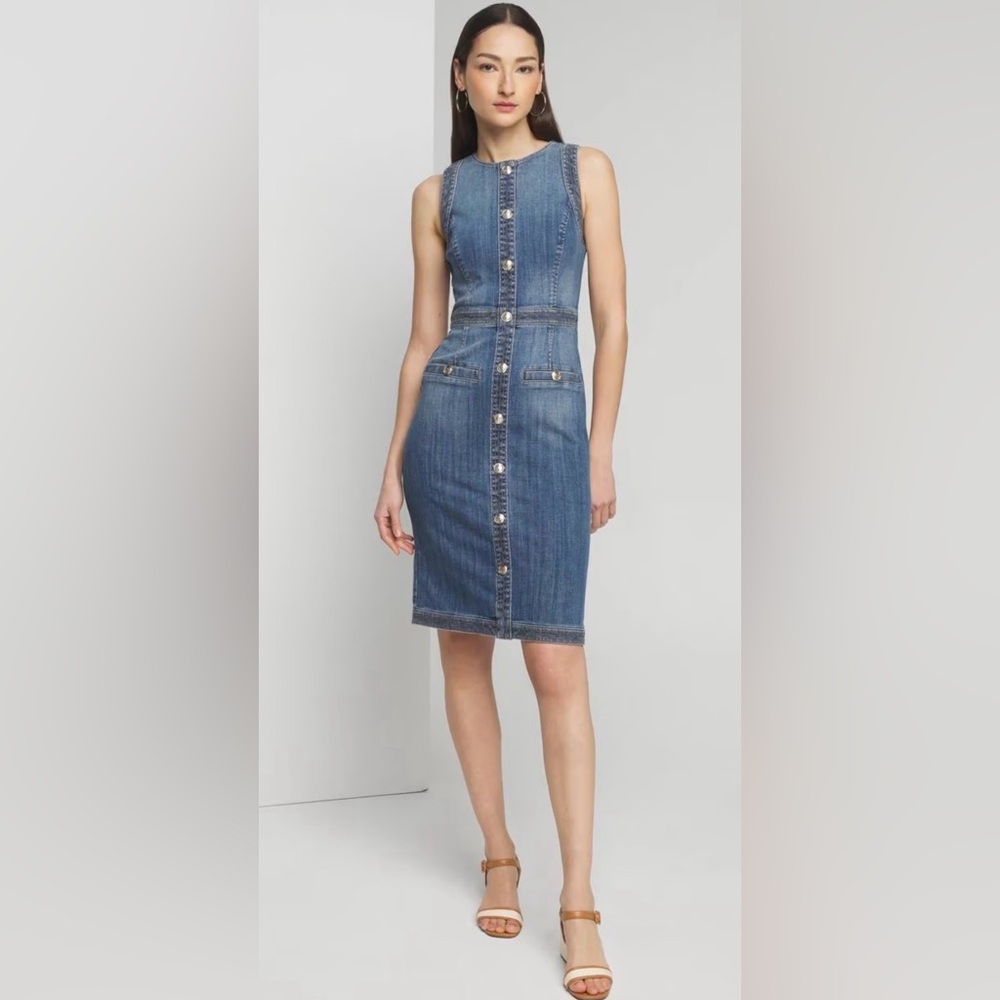 NWT WHBM Sleeveless Denim Crest Sheath Dress